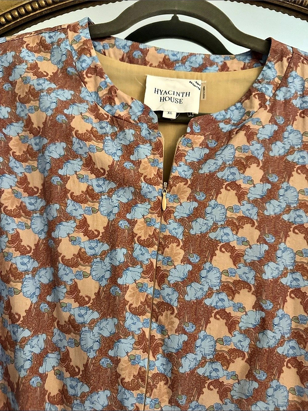 Hyacinth House Floral Mini Dress Brown & Blue XL - Picture 3 of 8